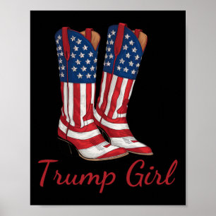 Girl American Flag Wahl Trump Girl Republican Cowg Poster