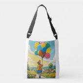 Girl and Balloon gedruckte Tote Bag Tragetaschen Mit Langen Trägern (Vorderseite)