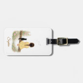 Girl and Black Cat on Branch Gepäckanhänger (Vorderseite horizontal)