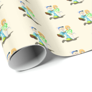 Girl and Boy Friends Wrapping Paper - Ihre Farben Geschenkpapier