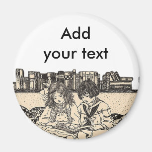 Girl and Boy Reading Magnet