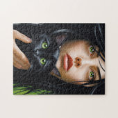GIRL AND CAT ART JIGSAW PUZZLE (Horizontal)