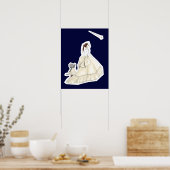 Girl and Cat in White Dresses Watching Shooting St Poster (Küche)