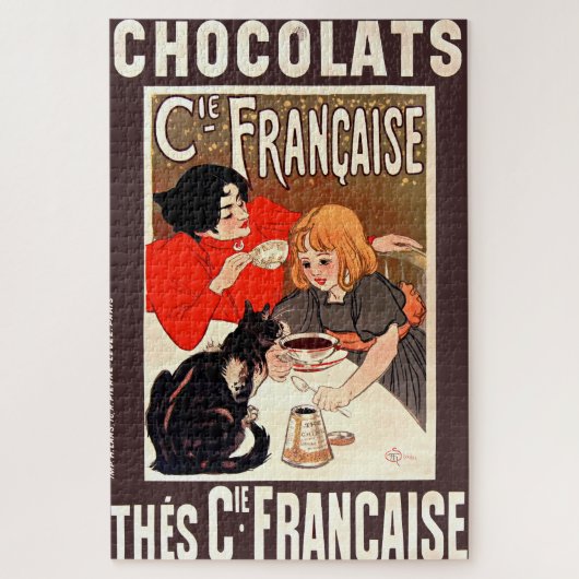 Girl and Cat, Vintage Poster, Alexandre Steinlen Puzzle (Vertikal)