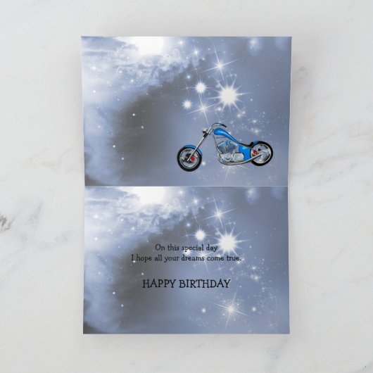Girl and chopper 50 Birthday card Karte (Innenseite)
