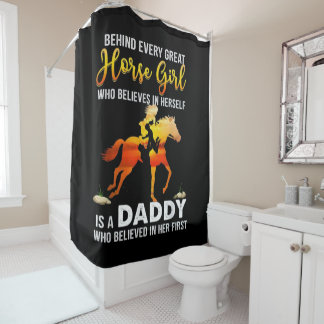Girl and Daddy Horse Lovers Geschenkidee Duschvorhang