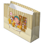Girl and Dog Gift Bag Große Geschenktüte (Vorderseite Schrägansicht)