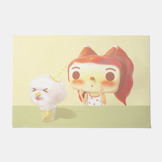 Girl and Dog Soda Illustration Fußmatte (Vorderseite)