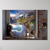 Girl and Fairies Poster Print (Vorne)