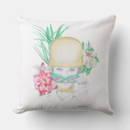 Girl and flowers kissen