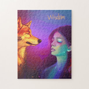 Girl and her Wolf AI Generated Fantasy Pop Art Jig Puzzle