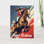 Girl and Horse Jumping Frohe Weihnachten (Vorderseite)