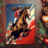 Girl and Horse Jumping Frohe Weihnachten