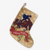 Girl and Horse Jumping Frohe Weihnachtsgolden Kleiner Weihnachtsstrumpf (Vorderansicht (hängend))