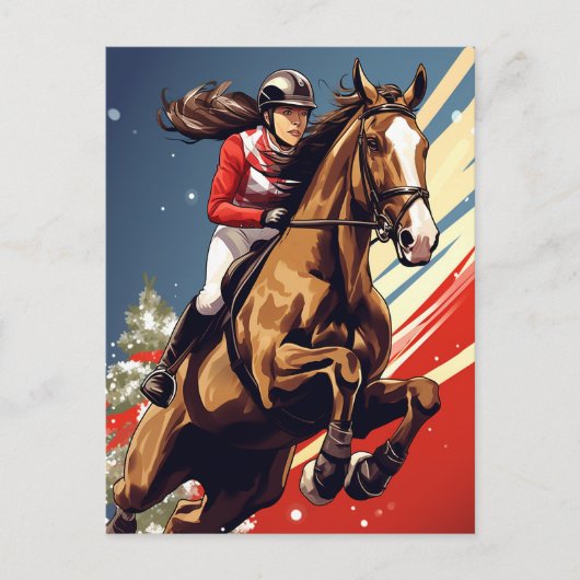 Girl and Horse Jumping Weihnachten Reittiere (Vorderseite)