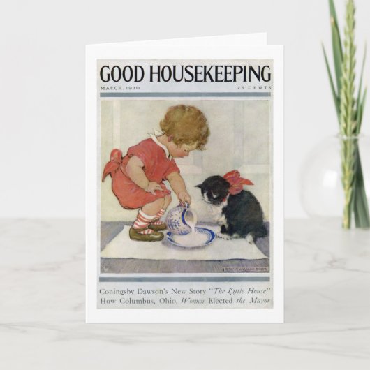 Girl and Kitten, Jessie Willcox Smith Karte (Vorderseite)