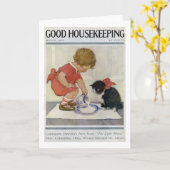 Girl and Kitten, Jessie Willcox Smith Karte (Gelbe Blume)