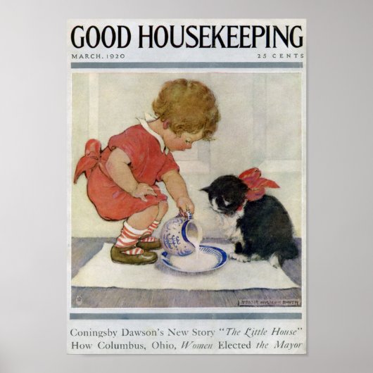 Girl and Kitten, Jessie Willcox Smith Poster (Vorne)