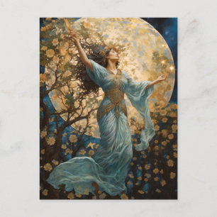 Girl and Moon Fantasy Art Postcard Postkarte
