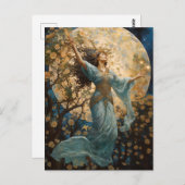 Girl and Moon Fantasy Art Postcard Postkarte (Vorne/Hinten)