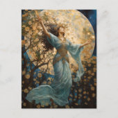 Girl and Moon Fantasy Art Postcard Postkarte (Vorderseite)