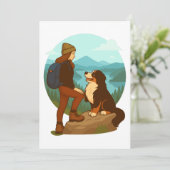 Girl and Mountain Dog Adventure Illustration Einladung (Stehend Vorderseite)