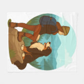 Girl and Mountain Dog Adventure Illustration Fleecedecke (Vorderseite (Horizontal))