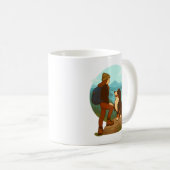 Girl and Mountain Dog Adventure Illustration Kaffeetasse (VorderseiteRechts)