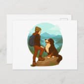 Girl and Mountain Dog Adventure Illustration Postkarte (Vorne/Hinten)