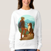 Girl and Mountain Dog Adventure Illustration Sweatshirt (Vorderseite)