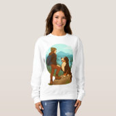 Girl and Mountain Dog Adventure Illustration Sweatshirt (Vorne ganz)