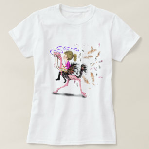 Girl and Ostrich T - Shirt Racing Team - Spaß