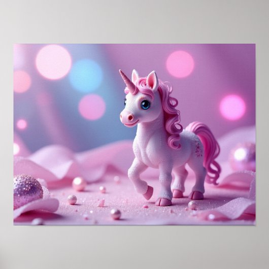 Girl and Pink Unicorn Poster (Vorne)