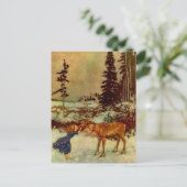 Girl and Reindeer Postkarte (Stehend Vorderseite)