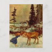 Girl and Reindeer Postkarte (Vorderseite)