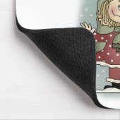 Girl and Snowman Lass es Schnee T - Shirt Mousepad (Ecke)