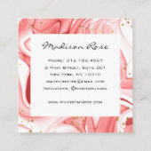 Girl and Trendy Peach White Tinte Gold Sparkle Quadratische Visitenkarte (Rückseite)