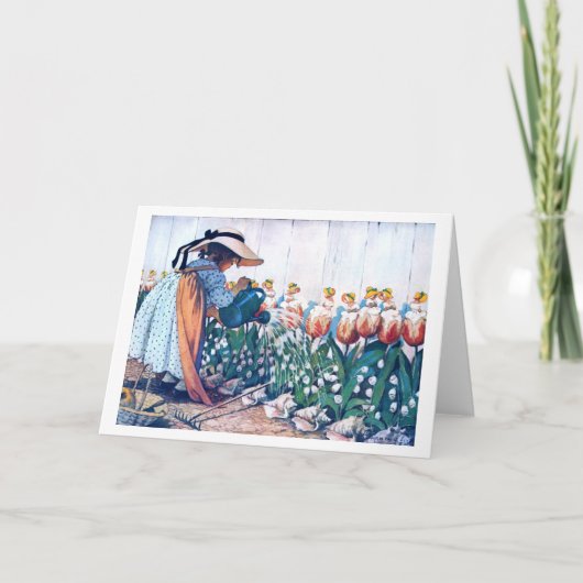 Girl and Tulip, Jessie Willcox Smith Karte (Vorderseite)