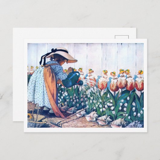 Girl and Tulip, Jessie Willcox Smith Postkarte (Vorne/Hinten)