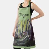 Girl and Wolf Cub Whimsical Art  Schürze (InSitu)