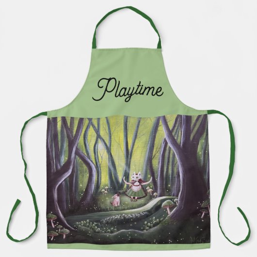 Girl and Wolf Cub Whimsical Art  Schürze (Vorderseite)