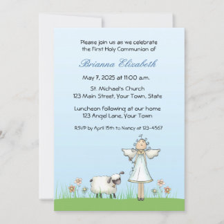 Girl Angel and Lamb, Blue, Erste Kommune Einladung