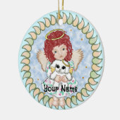 Girl Angel Holding Dog Keramik Ornament (Links)
