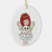 Girl Angel Holding Dog Keramikornament (Rechts)