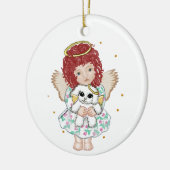Girl Angel Holding Dog Keramikornament (Links)
