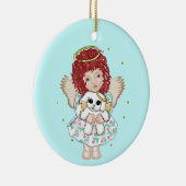 Girl Angel Holding Dog Keramikornament (Rechts)