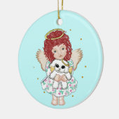 Girl Angel Holding Dog Keramikornament (Links)