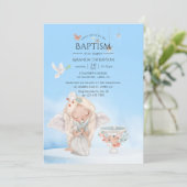 Girl Angel Taufe Foto Einladung (Stehend Vorderseite)