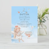 Girl Angel Taufe Foto Einladung (Stehend Vorderseite)