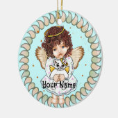 Girl Angel und Cat Keramik Ornament (Links)